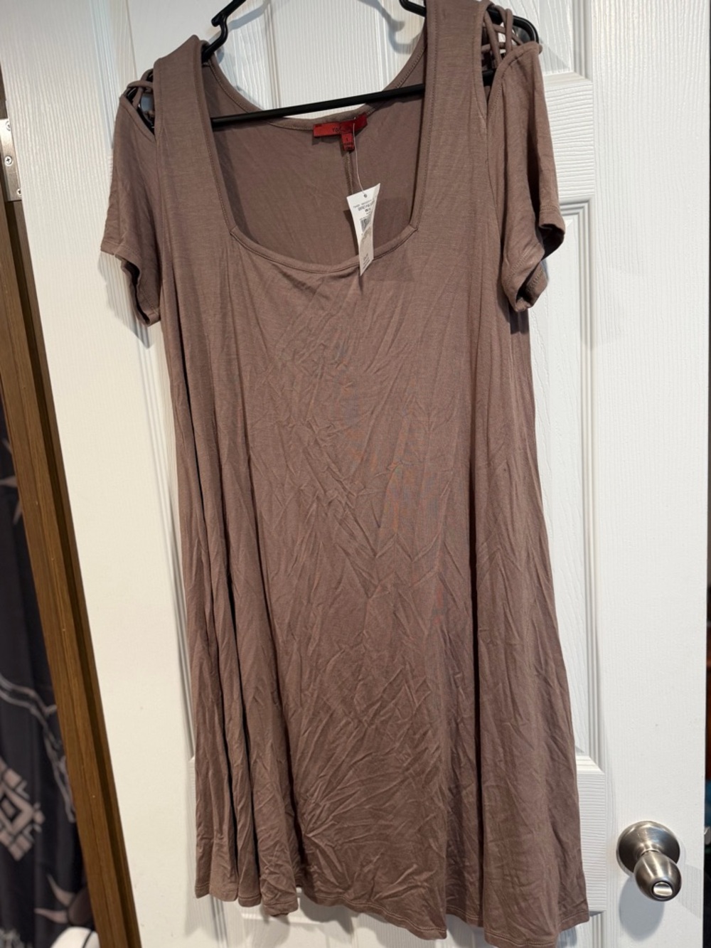 Buckle Women’s Dress with Cold-Shoulder Straps
